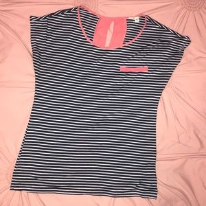 Ladies Navy/White Striped Top.